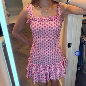 For Love And Lemons pink floral mini dress